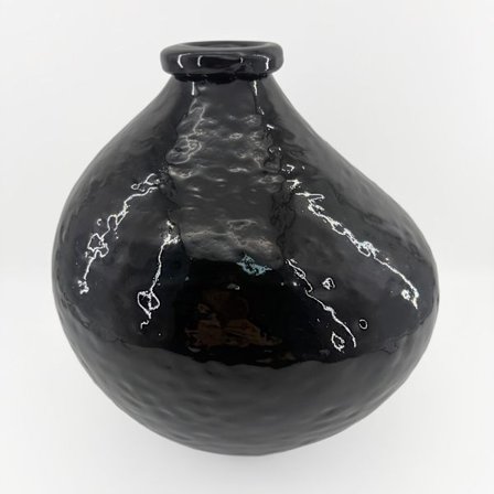 Glasvase, sort, 25x25x25 cm