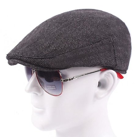Herre Vintage Newsboy Tweed Baker Gatsby Hat Peaky Flat Caps Blinders Svart