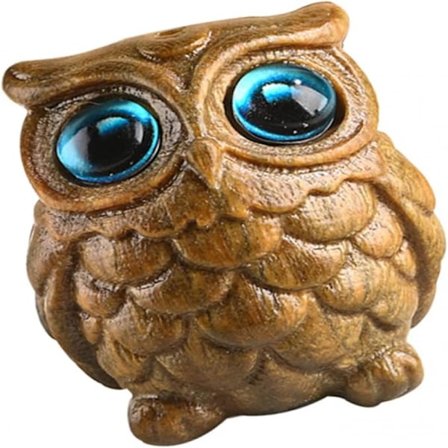 Ugle Skulptur Fe Haver Ugle Skov Dyr Figurer Ugle Udskæring Håndværk Kat Figurer Træ Sandeltræ Bonsai Kontor 2.7*2.3*2.1cm brun