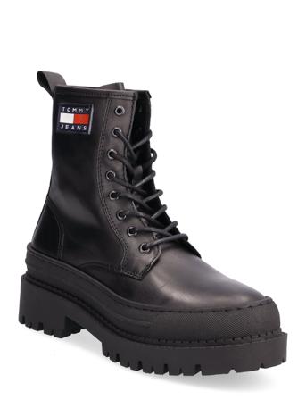 Tommy Jeans Lace Up Boot Shoes Boots Ankle Boots Ankle Boot - Flat Svart Tommy Hilfiger