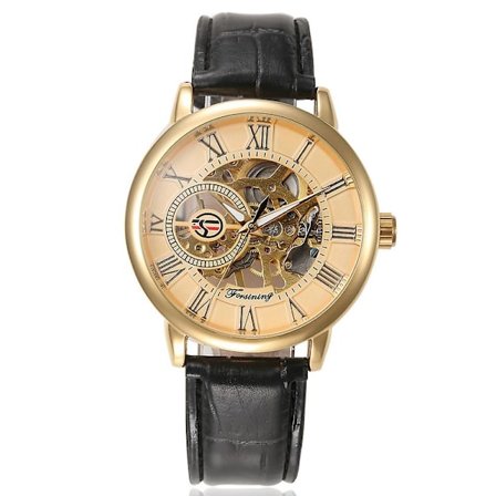 Luksuriøs Herre Steampunk Skjelett Rustfritt Stål Automatisk Mekanisk Armbåndsur