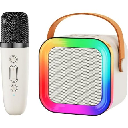 Mini Karaoke Maskin for Barn og Voksne Bærbar Bluetooth Høyttaler med 1/2 Trådløse Mikrofoner Bursdagsfest Sang Leketøy Gave