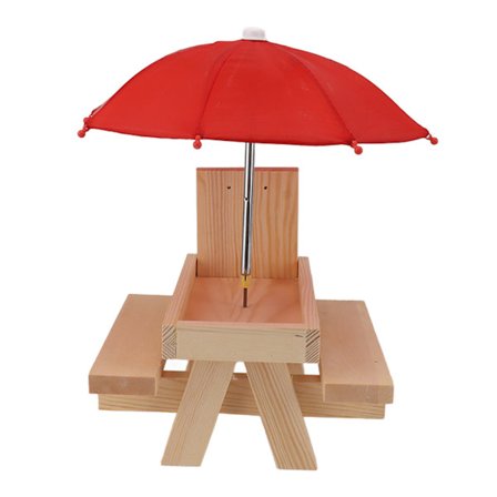 Egern Foderbord Bord Fyrretræ Udendørs Have Vedhæng Egern Picnic Bord Foderautomat med Paraply Rød Paraply