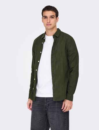 ONLY & SONS Onscaiden Life Ls Solid Linen Shirt Noos - Green - XXL