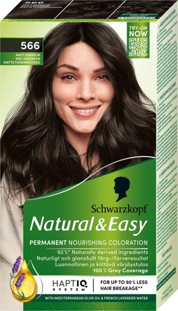 Schwarzkopf Natural & Easy Hårfarve 566 Mat Askebrun, Hår, Hårfarve, Permanent Hårfarve