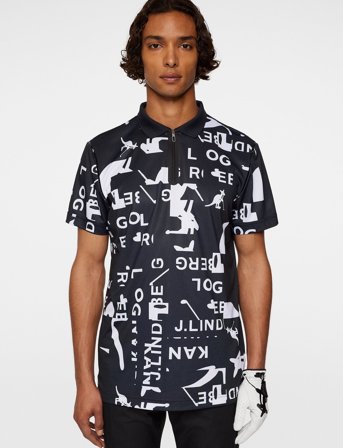 J. Lindeberg Miro Print Polo - Black - L