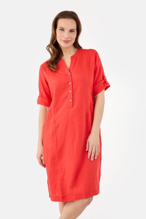 SIGNATURE - Hør Kjole - Rød