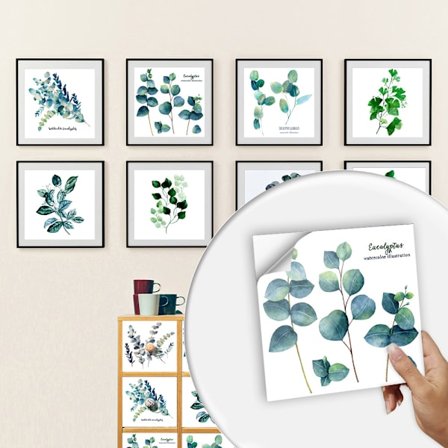 10 stk. selvklebende fliser med små planter