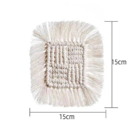 Kreativ bomuldsflettet bordskåner til hjemmet, håndlavet macramé kop-pude i boheme-stil, skridsikker kopmåtte