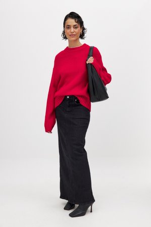 NA-KD - Maxiskjørt i denim - Maxiskjørt - Svart - EU 34