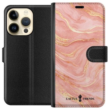 Kompatibel Tegnebogsetui til Apple Apple iPhone 14 Pro Cactus and Friends – RoseGoldFlow