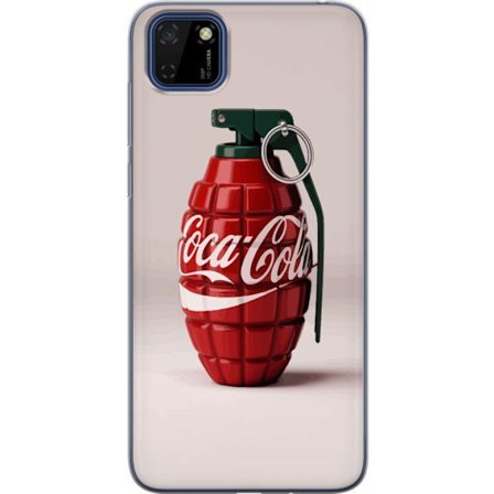 Kompatibel Mobilcover til Huawei Huawei Y5p Kunstnerisk illustration af Coca Cola granatæble i rødt og grønt, pop art inspireret motiv med legende