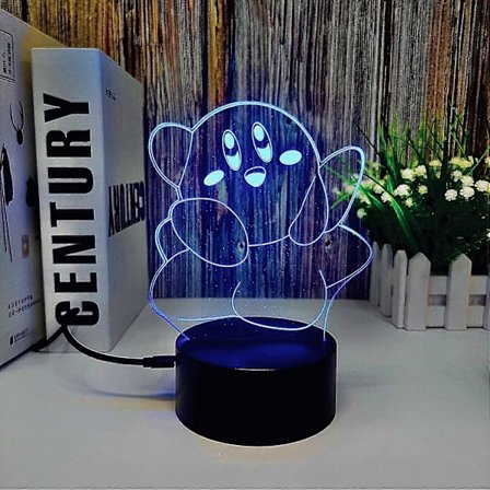 3D-lamppuilluusio Led Kirby -yövalo 7 väriä Ainutlaatuinen lasten Kirby-peli 3D-yövalo lastenhuoneen sisustukseen USB/paristokäyttöinen 3D-valo Kirby-