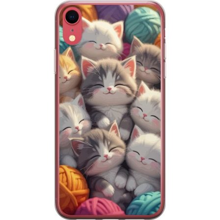 Yhteensopiva Puhelinkuori Apple iPhone XR Suloiset nukkuvat kissanpennut tiiviisti yhdessä värikkäiden lankakerien keskellä pehmeässä leikkisäs