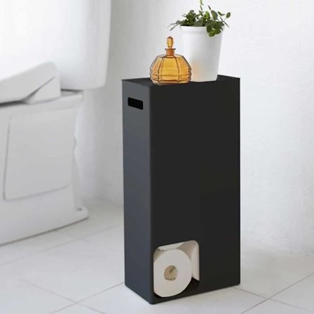 Toalettpappersdispenser - YAMAZAKI - Stål - Svart - L 23 x D 12,5 x H 48 cm - Praktiskt och estetiskt