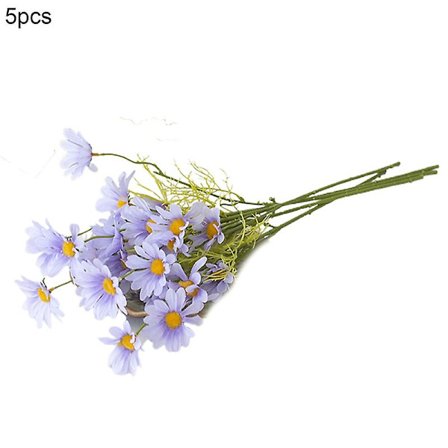 5 st konstgjorda prästkragar, festdekorationer, konstgjorda sidenblommor, vaser, krukor, simulerade buketter för hemmet (lila)