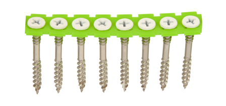 ESSVE 537607 Fasadeskrue 4,2 x 52 mm, rustfri/syrefast A4, bånd. Hvit, 1000-pakning, Innfesting