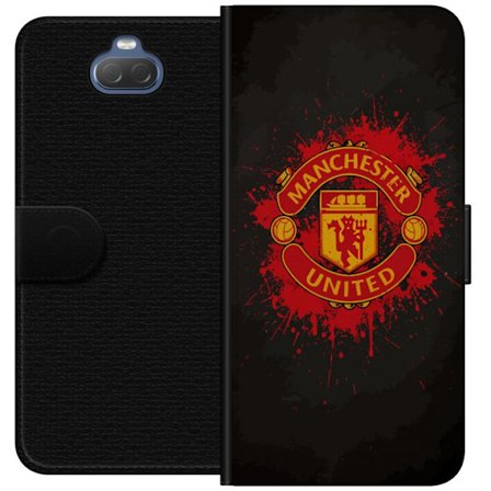 Kompatibelt Lommeboketui til Sony Sony Xperia 10 Manchester United logo i rød og gul farge med røff sportslig bakgrunn