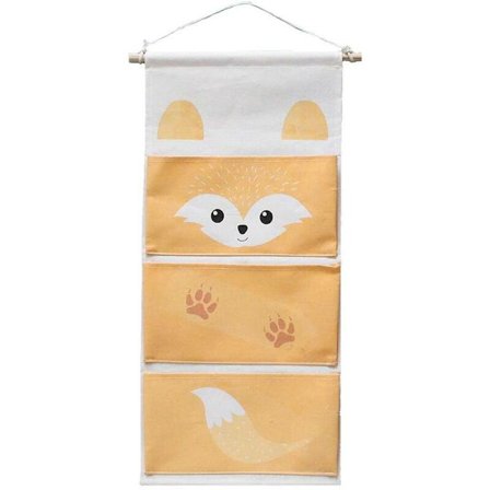 Hängande förvaring Barnrum Förvaring Hängande arrangör med 3 fickor Tyg Vägg Dörr Hängande fickor Garderob Arrangör - Fox Orange