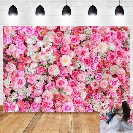 3d Rose Blomster Foto Bakgrunn Rosa Rød Rose Fotografi Bakteppe For Bilder 5x3ft Vinyl Nyfødt Baby Bryllup Dusj Bursdagsfest Banner Kake Tabl