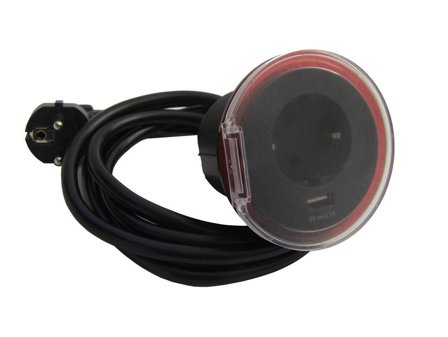 ELKO Borduttak Stikkontakt+1xUSB A Sort