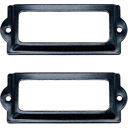 [24-pakning] Svarte etikettholdere i metall for kontorbibliotek, filskap, skuffer, 83 mm x 30 mm