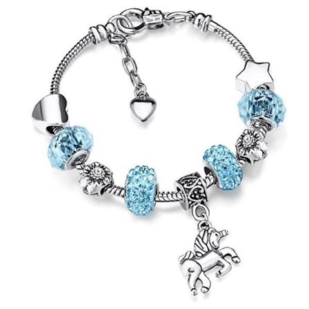 18CM Unicorn Glittrande Kristallhänge Armband - Blå