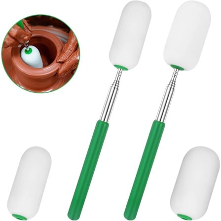 2 stk. Teleskopisk Svampestav til Keramik, 68 cm Lange Keramiksvampe, Alsidige Keramikværktøjer til Rengøring og Fjernelse af Overskydende Vand fra 