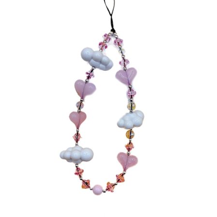 Sweet Cloud Telefonhänge Telefonberlock Handgjord Hjärta Mobiltelefonkedja Telefonrem Akrylmaterial Present till Flickor Gul