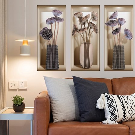 3D-vægklistermærker til stuen, 3D-vægkunstklistermærker, realistiske 3D-vindue med udsigt over vægklistermærker til soveværelser, badeværelse, 