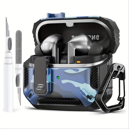 Kompatibel med Galaxy Buds 3 Fodral & Galaxy Buds 3 Pro Fodral, med Rengöringskit Fullständigt Stötsäkert Kolfiberskyddsfodral för Galaxy Buds 3 Pro