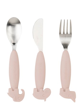 Done by Deer Easy-Grip Cutlery Set Deer Friends Powder - Pink - H:14.4CM