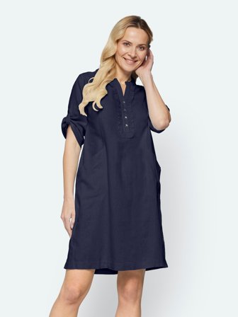SIGNATURE - Hør Kjole - Navy