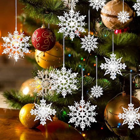 40 kpl kimaltavia joulukuusen koristeita, riippuvia joululumihiutaleita kattoikkunaan sisä- ja ulkokäyttöön (satunnainen tyyli)