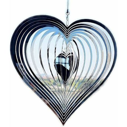 Hjerteformet vindspill utendørs, roterende vindspill i metall, Stai