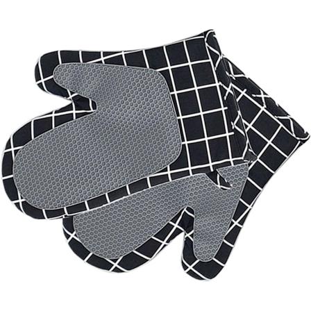 Silikonugnsvantar - Värmebeständiga, halkfria matlagningshandskar för kök/grill Svart