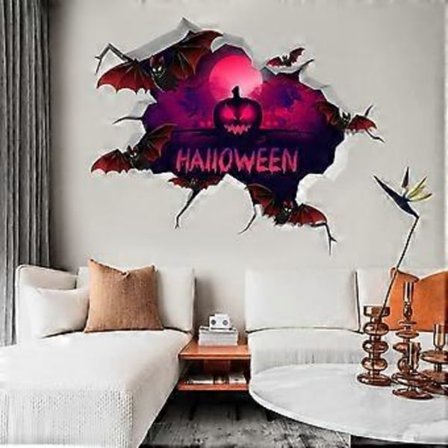 pumpa halloween väggdekor, fladdermus golv halloween väggdekor, avtagbar halloween vägg