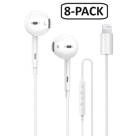 8-PACK in-ear hörlurar Lightning för iPhone X/11/12/13/14