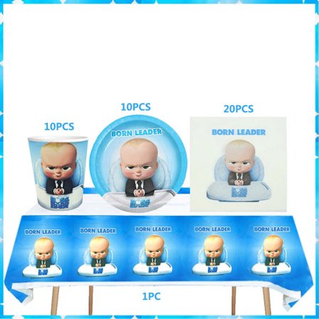 Tecknad baby familjtema Födelsedagsfest Set 10-20 personer Baby shower Accessoarer Boss presentpåsar Anpassa bakgrund