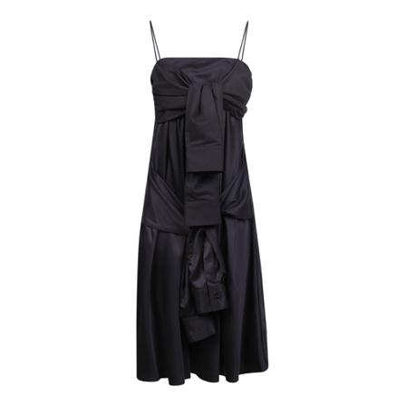 MM6 Maison Margiela, Draped satin dress Zwart, Dames, Maat:S,Katoen