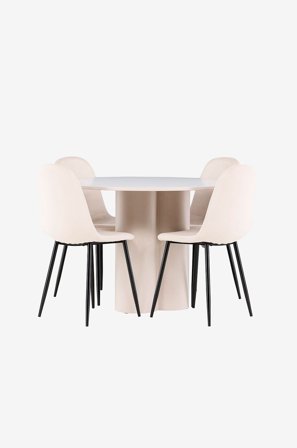 Venture Home - Olivia spisebord med Polar spisestol - Beige - Spisegruppe 4 personer - Fra Homeroom