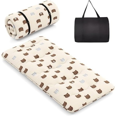 COSTWAY Japanese Futon Madrass 90x200CM - Avtagbar övermadrass, hopfällbar golvmadrass - Hemma, Husbil, Sovsal - Brunbjörn