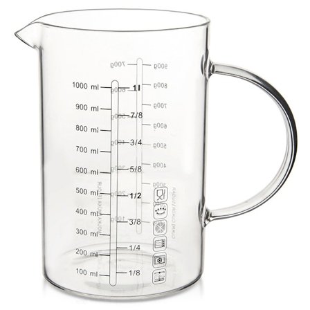 Køkkenmålebæger i glas 1 l