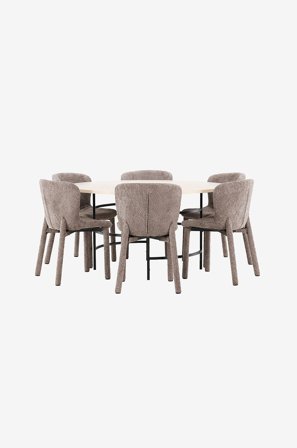 Venture Home - Matbord Copenhagen med Astoria-stol - Brun - Matgrupp 6 personer - Från Homeroom