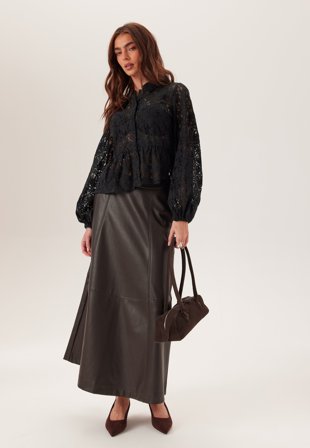 BUBBLEROOM Lace Peplum Blouse Black 36