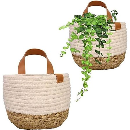 Hengende vevde plantepotter, vevde plantepotter hengende plantepotter Boho romdekor for hjem og hagedekorasjon