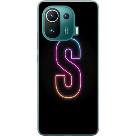 Kompatibelt Mobildeksel til Xiaomi Xiaomi Mi 11 Pro Neonbokstav S i lysende rosa og blå toner mot mørk bakgrunn, stilig bokstavkunst med retrofuturi