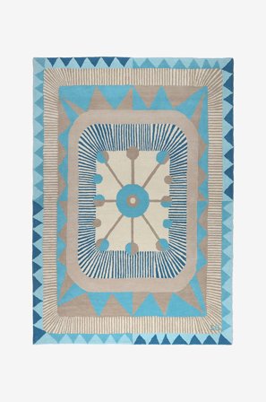 InHouse Group - Ullmatta Zigzag - Sininen - Villamatot - 200X290 - - Homeroom