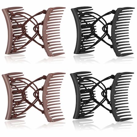 4 kappaletta joustavaa kaksoiskampahiuspidikettä Säädettävä elastinen hiuskampa Ei rypisty Hiustapit Hiustarvikkeet naisille Kiharat paksut 