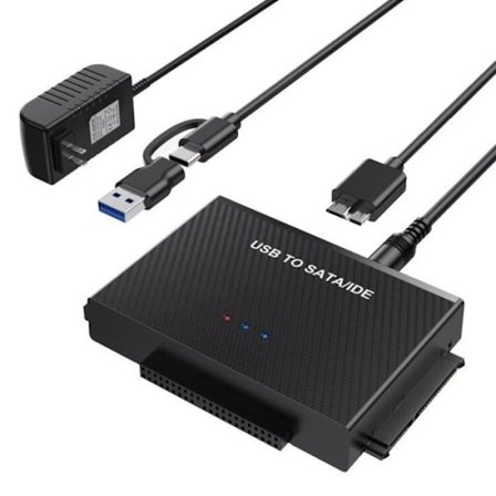 (Svart) USB 3.0 vs IDE SATA-adapter - ZGEER-80 cm for 2,5" IDE SATA SSD-harddisk med ekstern strømforsyning